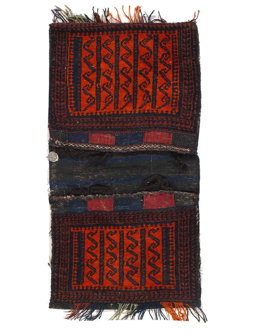 Vintage Persian Hand Knotted Shiraz saddle bag 1'4" X2'1": Vintage Persian Hand Knotted Shiraz saddle bag 1'4" X2'1" - CIRCA 1950, Shiraz, Hand-Knotted, Lamb's Wool, 300 -50800- 862.This item is part of our fine auction collection which includes many fine hom
