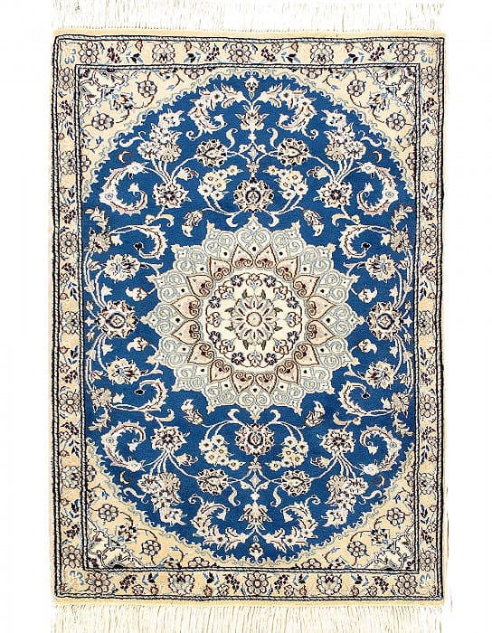 Light Blue Persian Nain 2'.11'' x 4'.5'': Light Blue Persian Nain 2'.11'' x 4'.5'' - New, Nain, Hand-Knotted, Wool & Silk, 300 -D08168- 862.This item is part of our fine auction collection which includes many fine home accessories including a
