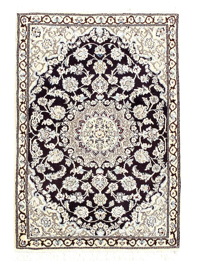 Fine Hand Knotted Silk & wool Persian Nain 2'11'' X 4'2'': Fine Hand Knotted Silk & wool Persian Nain 2'11'' X 4'2'' - New, Nain, Hand-Knotted, Wool & Silk, 300 -D08124- 862.This item is part of our fine auction collection which includes many fine home access