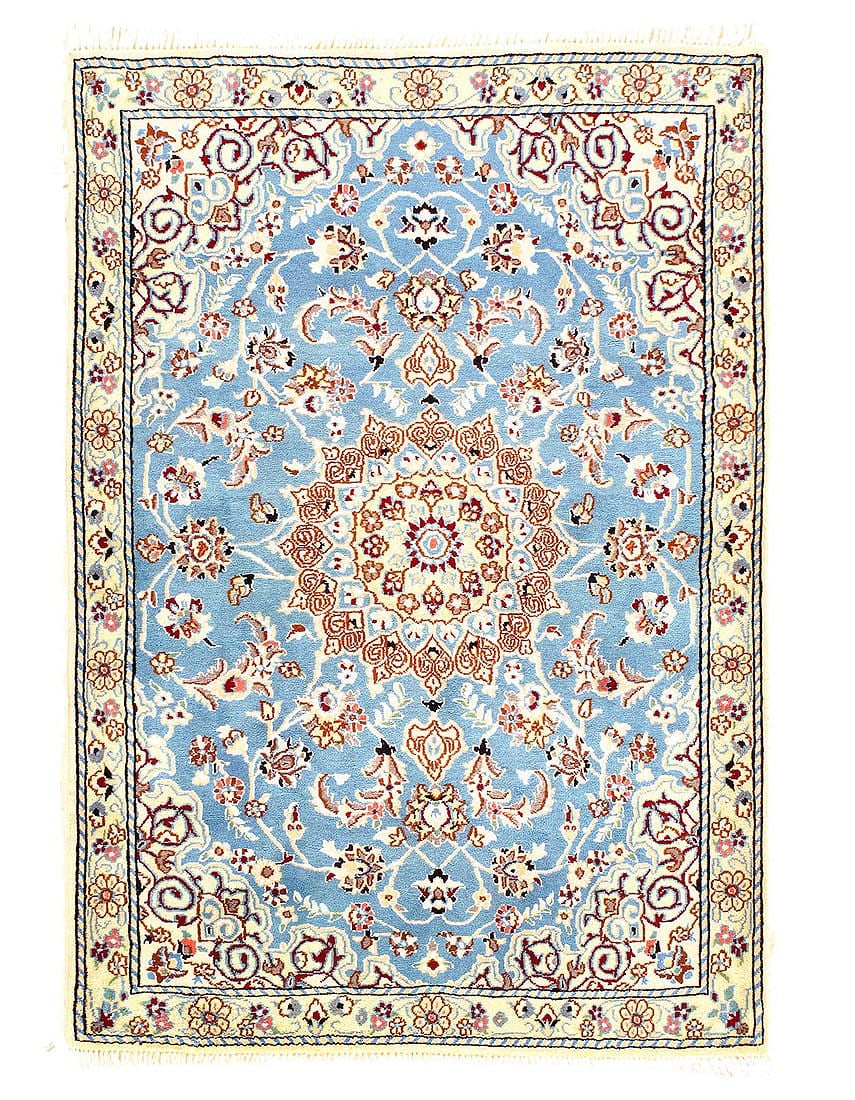 Fine Hand Knotted Persian silk & wool Nain 3'1'' X 4'4'': Fine Hand Knotted Persian silk & wool Nain 3'1'' X 4'4'' - New, Nain, Hand-Knotted, Wool & Silk, 300 -D08153- 862.This item is part of our fine auction collection which includes many fine home accesso