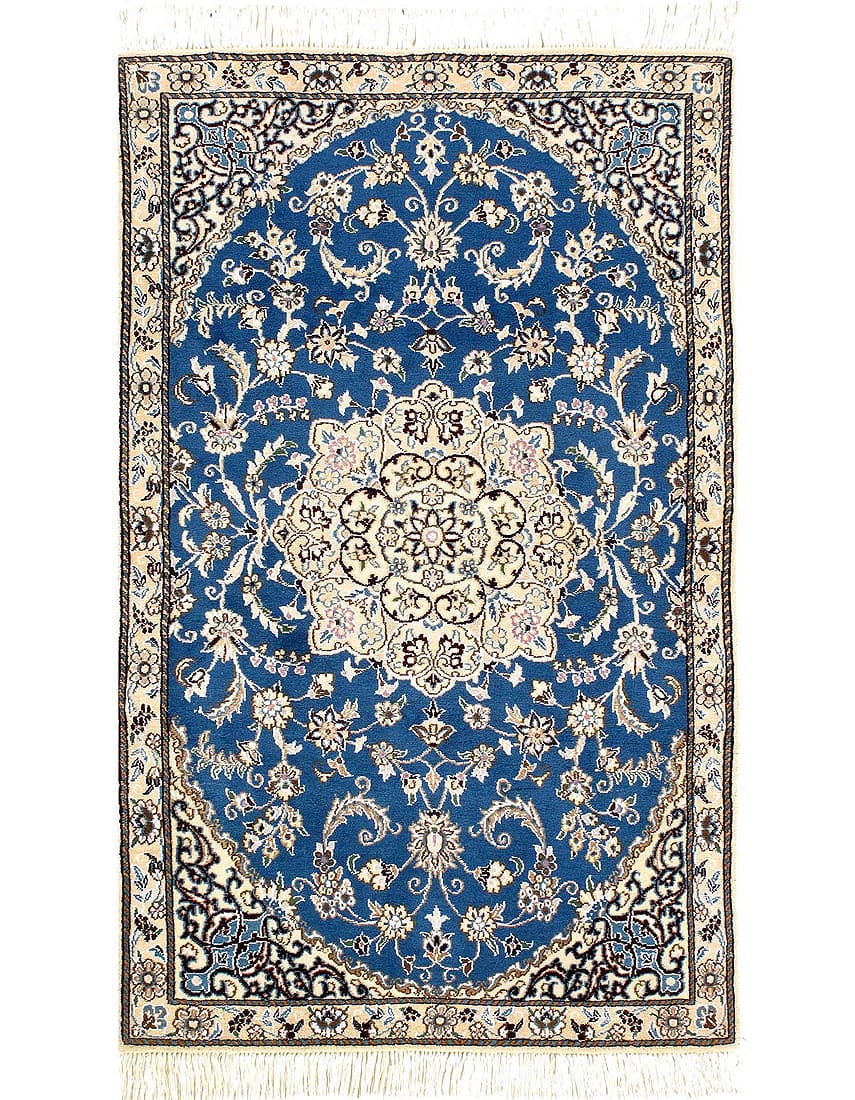 Fine Hand Knotted Persian silk & wool Nain 2'11'' X 4'8'': Fine Hand Knotted Persian silk & wool Nain 2'11'' X 4'8'' - New, Nain, Hand-Knotted, Wool & Silk, 300 -D08192- 862.This item is part of our fine auction collection which includes many fine home access
