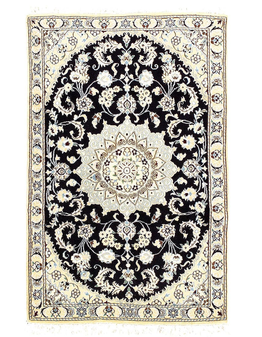 Fine Hand Knotted Silk & wool Persian Nain 2'11'' X 4'7'': Fine Hand Knotted Silk & wool Persian Nain 2'11'' X 4'7'' - New, Nain, Hand-Knotted, Wool & Silk, 300 -D08133- 862.This item is part of our fine auction collection which includes many fine home access