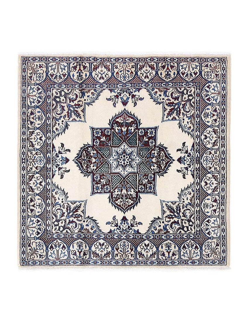 Fine Hand knotted Persian silk & wool Nain square 3'1'' X 3'2: Fine Hand knotted Persian silk & wool Nain square 3'1'' X 3'2 - New, Nain, Hand-Knotted, Lamb's Wool, 300 -D13524- 862.This item is part of our fine auction collection which includes many fine home ac