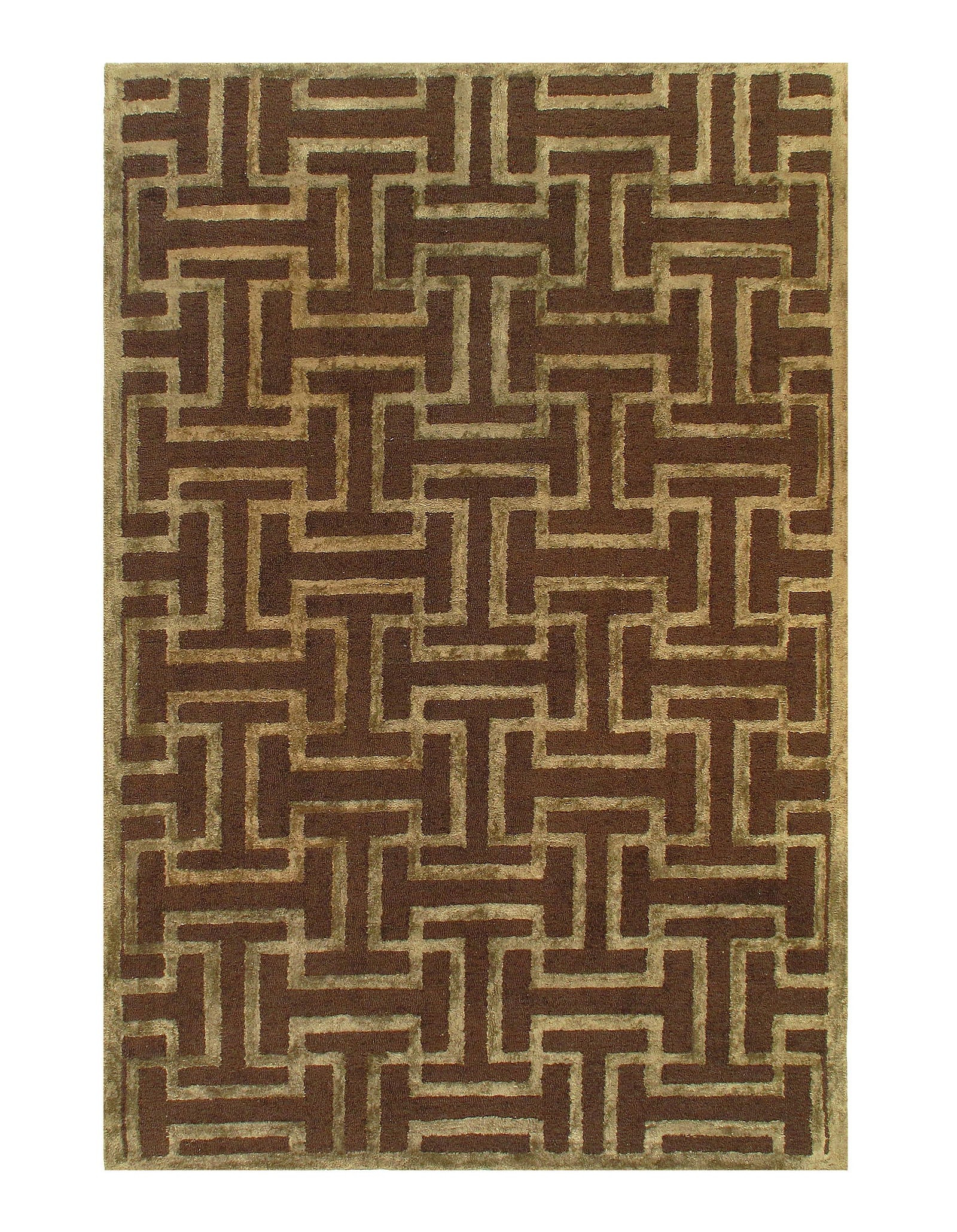 Brown Hand-Tufted 4' 9'' X 7'8'': Brown Hand-Tufted 4' 9'' X 7'8'' - New, Modern, Hand-Tufted, Wool & Silk, 300 -D03963- 862.This item is part of our fine auction collection which includes many fine home accessories including antique