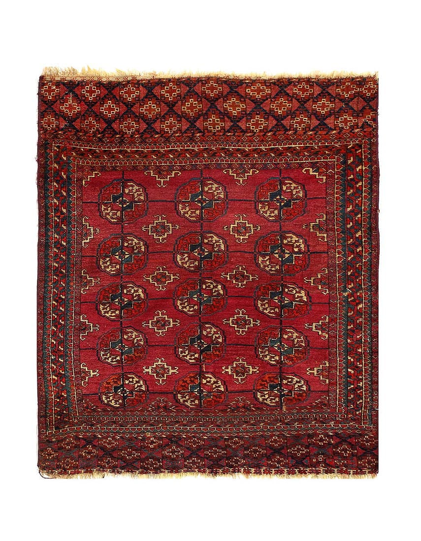Fine Hand knotted Antique Turkaman rug 3' X 3'7'': Fine Hand knotted Antique Turkaman rug 3' X 3'7'' - Circa 1880s, Turkaman, Hand-Knotted, Lamb's Wool, 300 -D15243- 862.This item is part of our fine auction collection which includes many fine home ac