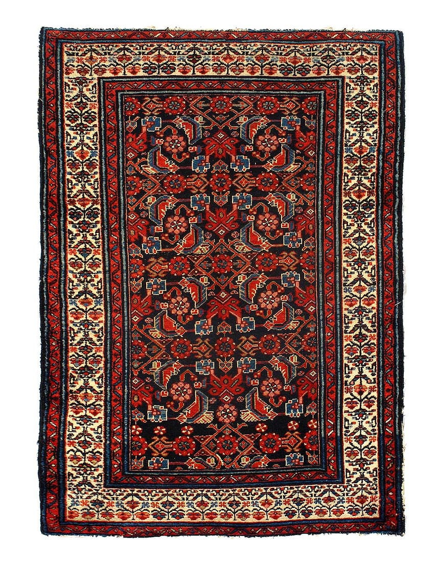 Persian Antique Hamadan rug 3'3'' X 4'9'': Persian Antique Hamadan rug 3'3'' X 4'9'' - Circa 1920s, Hamadan, Hand-Knotted, Lamb's Wool, 300 -D15276- 862.This item is part of our fine auction collection which includes many fine home accessories
