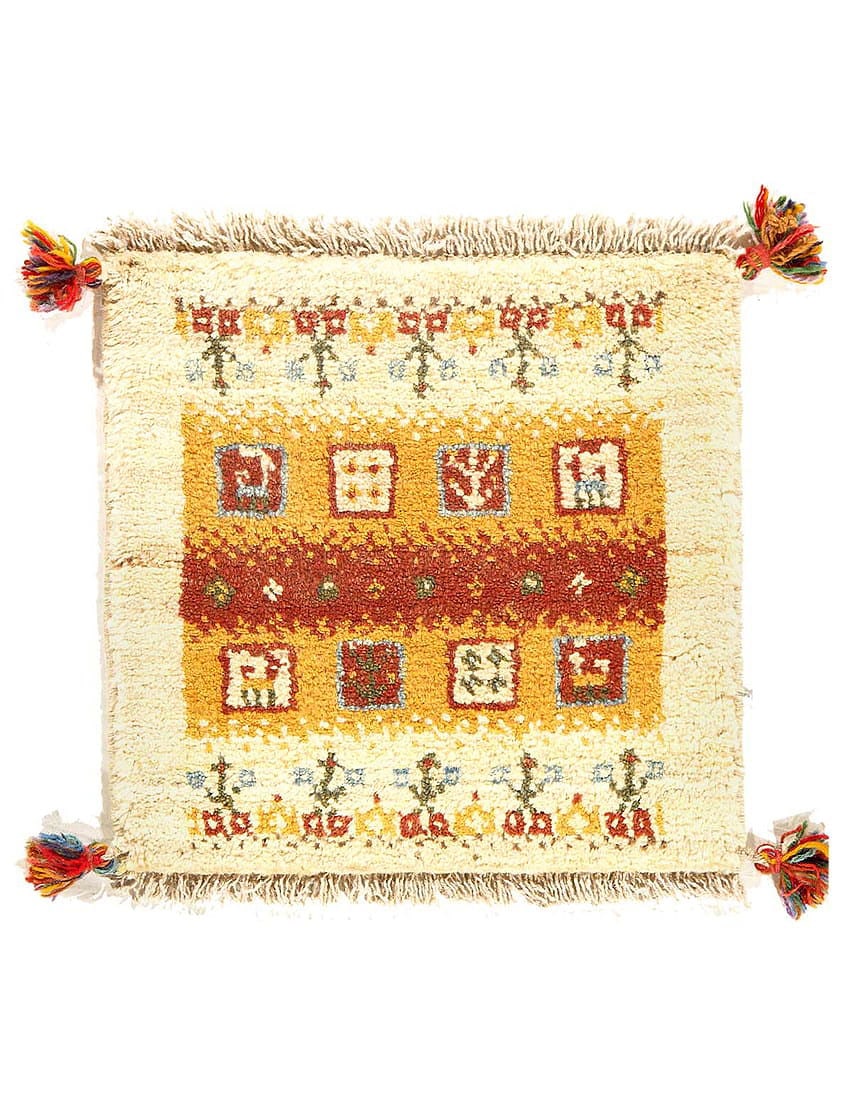Fine Hand knotted Persian Gabbeh 1'4"X 1'4": Fine Hand knotted Persian Gabbeh 1'4"X 1'4" - NEW, Gabbeh, Hand-Knotted, Lamb's Wool, 300 -D09728- 862.This item is part of our fine auction collection which includes many fine home accessories includ