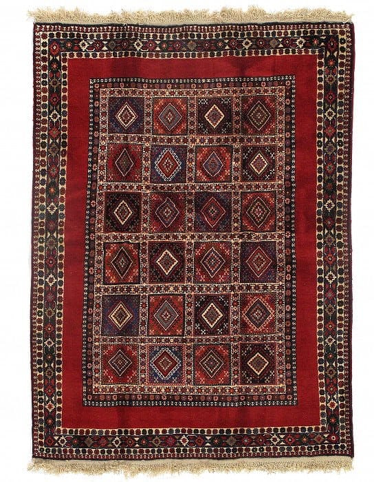 Red Persian Yalameh 5' X 6'7": Red Persian Yalameh 5' X 6'7" - New, Yalameh, Hand-Knotted, Lamb's Wool, 300 -D09616- 862.This item is part of our fine auction collection which includes many fine home accessories including antique r