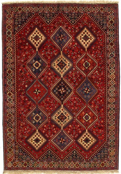 Red Persian yalameh 7'x 10': Red Persian yalameh 7'x 10' - , Yalameh, Hand-Knotted, Lamb's Wool, 300 -D08687- 862.This item is part of our fine auction collection which includes many fine home accessories including antique rugs,