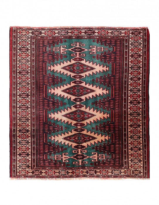Fine Antique Hand-Knotted Torkaman 3'5" x 3'9": Fine Antique Hand-Knotted Torkaman 3'5" x 3'9" - cica 1970, Turkaman, Hand-Knotted, Lamb's Wool, 300 -d13974- 862.This item is part of our fine auction collection which includes many fine home