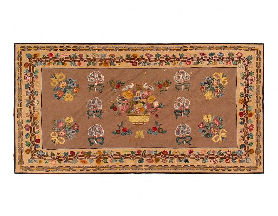 Early 20th Century English Needlework Rug 3'8'' X 6'11'': Early 20th Century English Needlework Rug 3'8'' X 6'11'' - Early 20th Century, Traditional, Handmade, Flat Weave, 300 -D11208- 862.This item is part of our fine auction collection which includes many