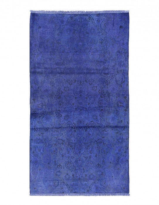 Overdyed Blue Hand Knotted Area Rug 2'8"X 5'1": Overdyed Blue Hand Knotted Area Rug 2'8"X 5'1" - circa 2000, Tabriz, Hand-Knotted, Lamb's Wool, 300 -D13625- 862.This item is part of our fine auction collection which includes many fine home