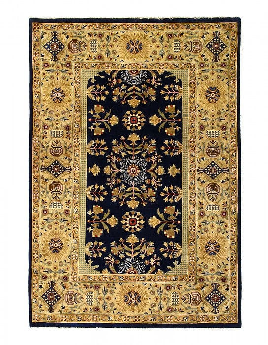 Navy Tabriz Design 4' X 6': Navy Tabriz Design 4' X 6' - New, Tabriz, Hand-Knotted, Wool on Cotton, 300 -D04561- 862.This item is part of our fine auction collection which includes many fine home accessories including antique