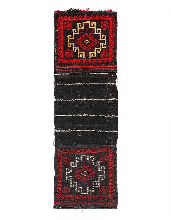 Vintage Persian Hand Knotted Shiraz saddle bag 1'5"x 3'6": Vintage Persian Hand Knotted Shiraz saddle bag 1'5"x 3'6" - CIRCA 1940, Shiraz, Hand-Knotted, Lamb's Wool, 300 -50812- 862.This item is part of our fine auction collection which includes many fine