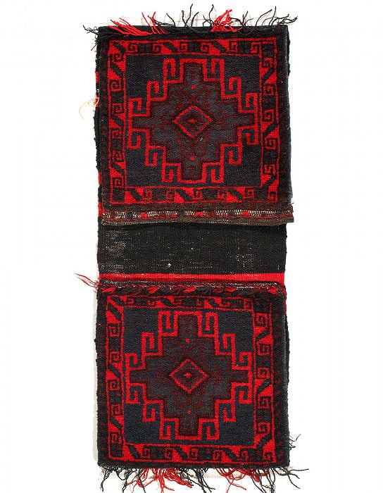 Vintage Persian Hand Knotted Shiraz saddle bag 1'4"X 4'7": Vintage Persian Hand Knotted Shiraz saddle bag 1'4"X 4'7" - CIRCA 1940, Shiraz, Hand-Knotted, Lamb's Wool, 300 -50803- 862.This item is part of our fine auction collection which includes many fine