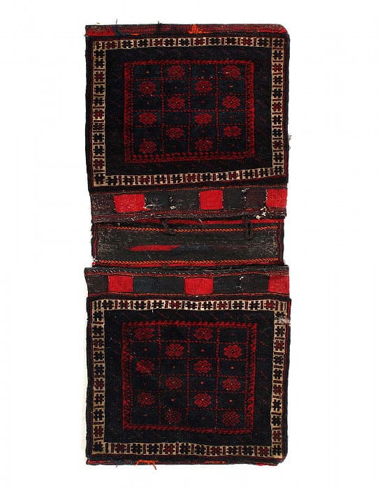 Vintage Persian Hand Knotted Shiraz saddle bag 2'1 X 5': Vintage Persian Hand Knotted Shiraz saddle bag 2'1 X 5' - CIRCA 1940, Shiraz, Hand-Knotted, Lamb's Wool, 300 -53189- 862.This item is part of our fine auction collection which includes many fine home