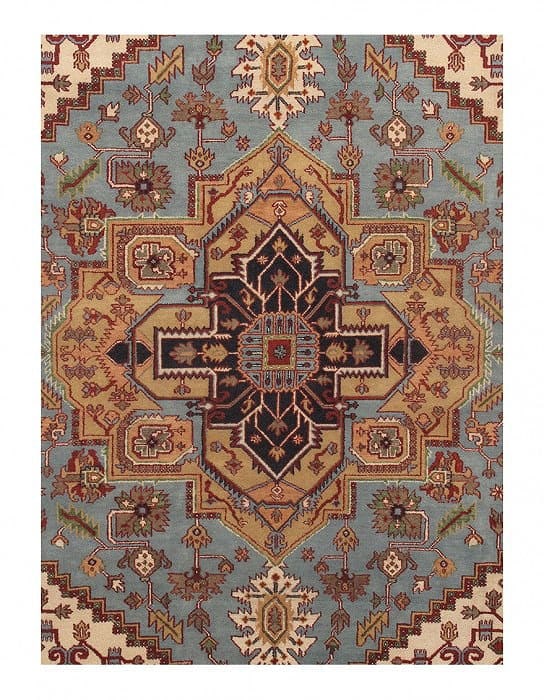 Light Blue Persian Serapi Design 10' X 14' - 2