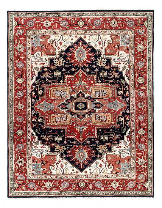 Navy blue fine hand knotted Persian serapi design 8'1'' X 10'1'': Navy blue fine hand knotted Persian serapi design 8'1'' X 10'1'' - New, Serapi, Hand-Knotted, Lamb's Wool, 300 -D14512- 862.This item is part of our fine auction collection which includes many fine