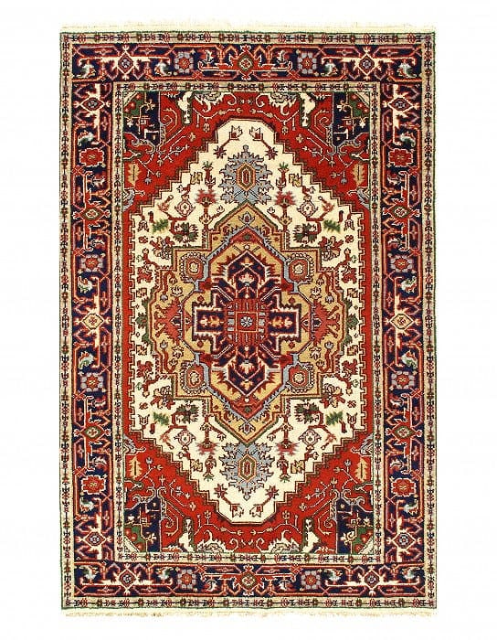 Ivory Fine Hand-Knotted Serapi Design 5' X 8': Ivory Fine Hand-Knotted Serapi Design 5' X 8' - New, Serapi, Hand-Knotted, Lamb's Wool, 300 -D11118- 862.This item is part of our fine auction collection which includes many fine home accessories incl