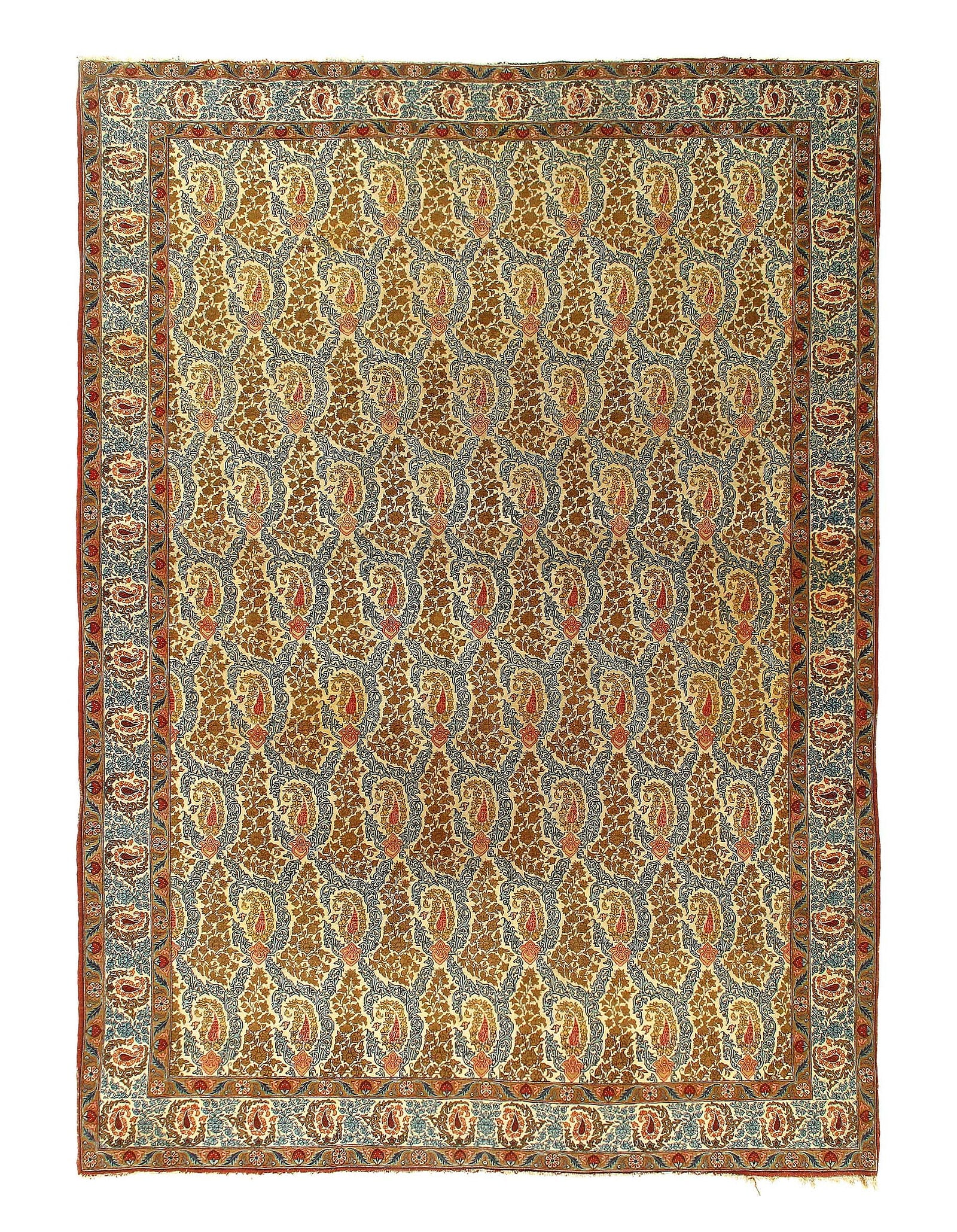Ivory Persian Antique Qum rug 7'.5'' x 10'.2'': Ivory Persian Antique Qum rug 7'.5'' x 10'.2'' - circa 1960, Qum, Hand-Knotted, Lamb's Wool, 300 -D08242- 862.This item is part of our fine auction collection which includes many fine home accessories