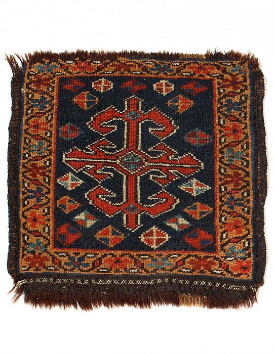 Navy Blue Persian Antique Qashgaei 1'4"X 1'6": Navy Blue Persian Antique Qashgaei 1'4"X 1'6" - circa 1900, Qashqai, Hand-Knotted, Lamb's Wool, 300 -12386- 862.This item is part of our fine auction collection which includes many fine home accessori