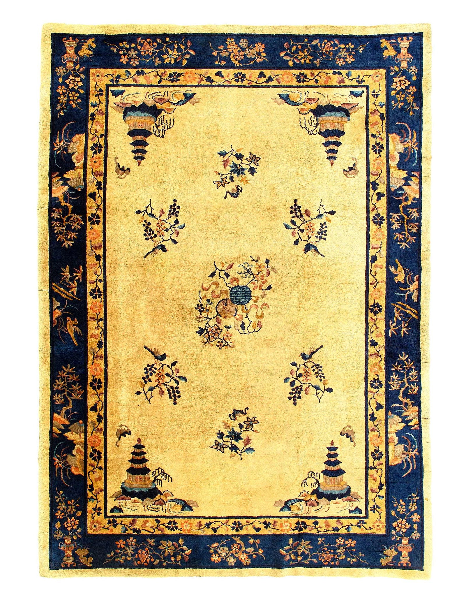 Fine Hand Knotted Antique Chinese peking 6'1'' X 8'8'': Fine Hand Knotted Antique Chinese peking 6'1'' X 8'8'' - 1920s, Peking, Hand-Knotted, Lamb's Wool, 300 -D12024- 862.This item is part of our fine auction collection which includes many fine home acces