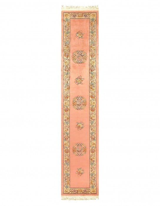 Rose color Fine Hand Knotted Chinese Peking Runner 2'3'' X 12': Rose color Fine Hand Knotted Chinese Peking Runner 2'3'' X 12' - Newe, Peking, Hand-Knotted, Lamb's Wool, 300 -51505- 862.This item is part of our fine auction collection which includes many fine home