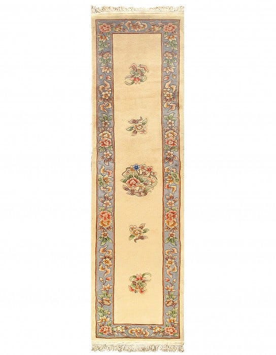 Beige color Fine Hand Knotted Chinese Peking Runner 2'6'' X 10'2'': Beige color Fine Hand Knotted Chinese Peking Runner 2'6'' X 10'2'' - New, Peking, Hand-Knotted, Lamb's Wool, 300 -D11192- 862.This item is part of our fine auction collection which includes many fine 