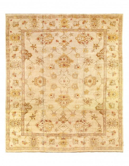 Ivory Fine Hand Knotted Oushak Rug 12' X 14': Ivory Fine Hand Knotted Oushak Rug 12' X 14' - New, Oushak, Hand-Knotted, Lamb's Wool, 300 -33214- 862.This item is part of our fine auction collection which includes many fine home accessories includ