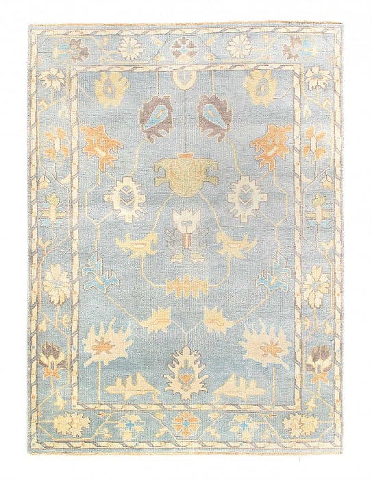 Light Blue Fine Hand knotted Oushak rug 5'8'' X 7'11'': Light Blue Fine Hand knotted Oushak rug 5'8'' X 7'11'' - New, Oushak, Hand-Knotted, Lamb's Wool, 300 -D14365- 862.This item is part of our fine auction collection which includes many fine home accesso