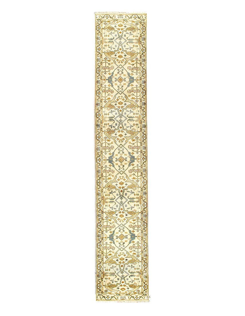 Fine Hand Knotted Oushak Runner 2'6" X 14': Fine Hand Knotted Oushak Runner 2'6" X 14' - NEW, Oushak, Hand-Knotted, Lamb's Wool, 300 -D11508- 862.This item is part of our fine auction collection which includes many fine home accessories includi