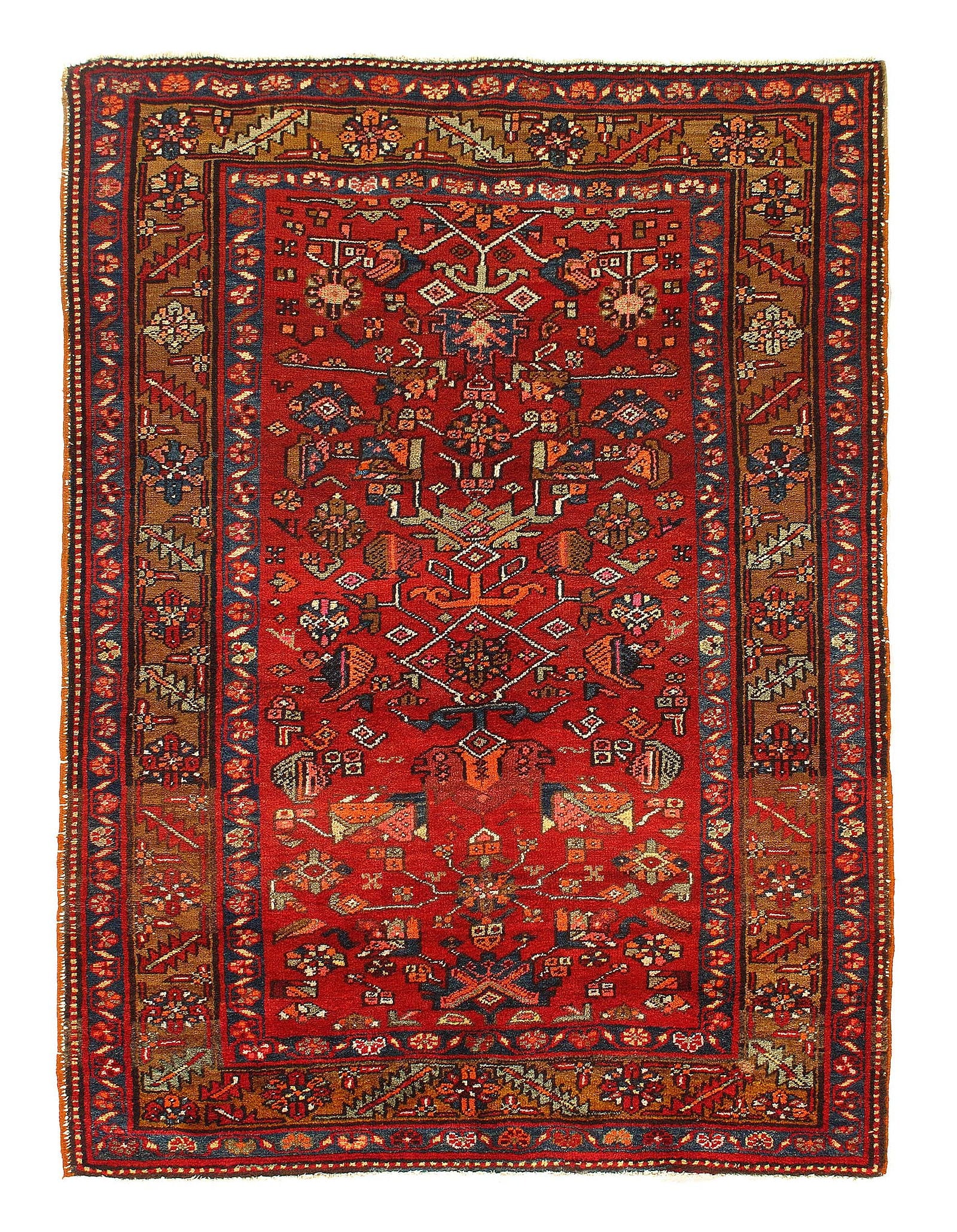 Red Color Fine Hand Knotted Antique N.W 4'8'' X 6'4'': Red Color Fine Hand Knotted Antique N.W 4'8'' X 6'4'' - Circa 1920, NorthWest, Hand-Knotted, Lamb's Wool, 300 -D11458- 862.This item is part of our fine auction collection which includes many fine hom