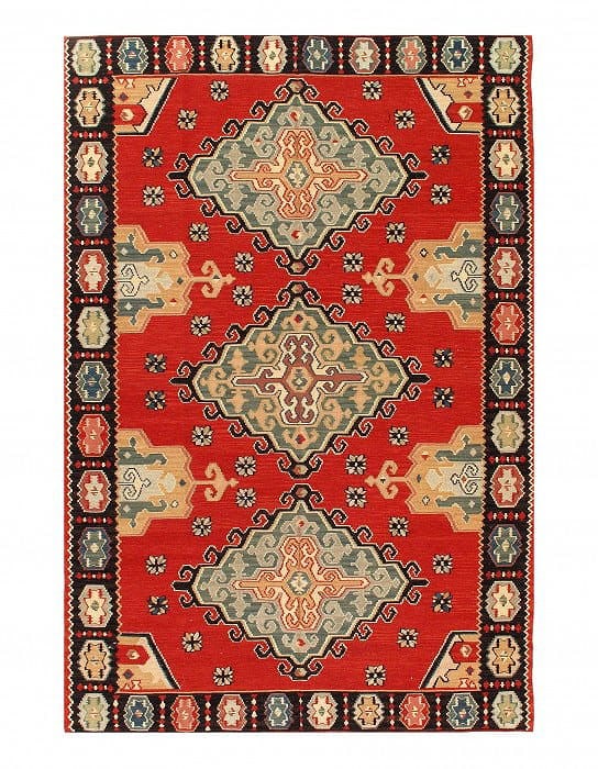 Red Hand Knotted NW 5'9'' X 8'8'': Red Hand Knotted NW 5'9'' X 8'8'' - Circa 1970, NorthWest, Hand-Knotted, Flat Weave, 300 -53652- 862.This item is part of our fine auction collection which includes many fine home accessories includin