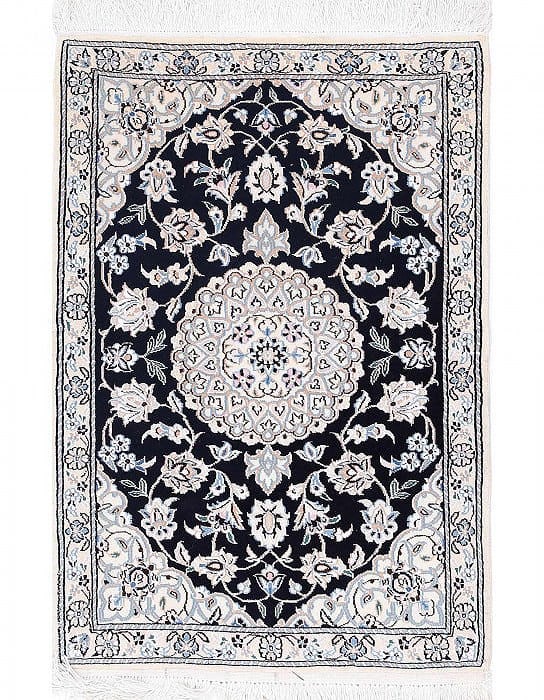 Navy Blue Silk & wool Nain 2'2"X3'1": Navy Blue Silk & wool Nain 2'2"X3'1" - NEW, Nain, Hand-Knotted, Wool & Silk, 300 -D13613- 862.This item is part of our fine auction collection which includes many fine home accessories including antiq