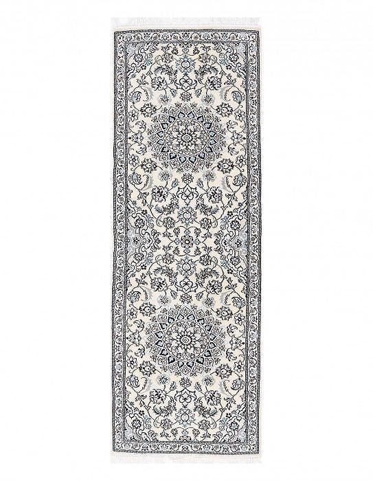 Ivory Fine Hand Knotted Persian Silk & wool Nain 2'X 6'6": Ivory Fine Hand Knotted Persian Silk & wool Nain 2'X 6'6" - NEW, Nain, Hand-Knotted, Wool & Silk, 300 -D13692- 862.This item is part of our fine auction collection which includes many fine home access