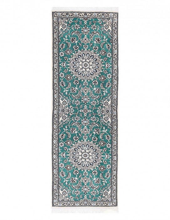 Green Fine Hand Knotted Persian Silk & wool Nain 2'x 6'6": Green Fine Hand Knotted Persian Silk & wool Nain 2'x 6'6" - NEW, Nain, Hand-Knotted, Wool & Silk, 300 -D13693- 862.This item is part of our fine auction collection which includes many fine home access