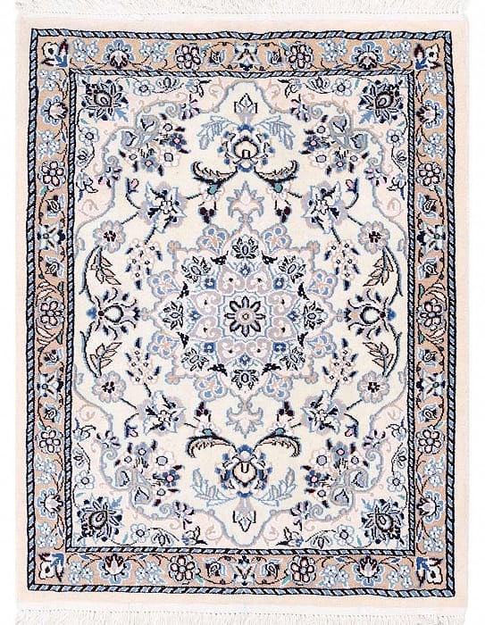 Ivory Fine Hand Knotted Persian Silk & wool Nain 2'3"X 3': Ivory Fine Hand Knotted Persian Silk & wool Nain 2'3"X 3' - NEW, Nain, Hand-Knotted, Wool & Silk, 300 -D13702- 862.This item is part of our fine auction collection which includes many fine home access