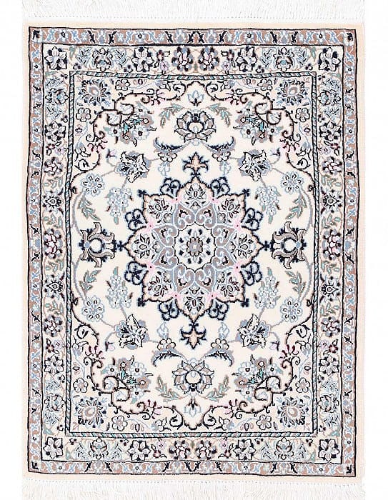 Ivory Fine Hand Knotted Persian Silk & wool Nain 2'3"X 3': Ivory Fine Hand Knotted Persian Silk & wool Nain 2'3"X 3' - NEW, Nain, Hand-Knotted, Wool & Silk, 300 -D13703- 862.This item is part of our fine auction collection which includes many fine home access