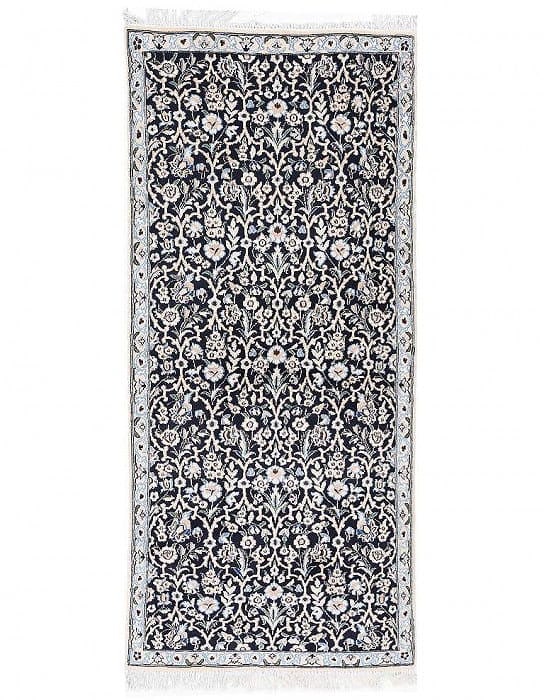Navy Blue Fine Hand knotted Silk & wool Nain Runner 2'7"X 6'2": Navy Blue Fine Hand knotted Silk & wool Nain Runner 2'7"X 6'2" - NEW, Nain, Hand-Knotted, Wool & Silk, 300 -D13726- 862.This item is part of our fine auction collection which includes many fine home a