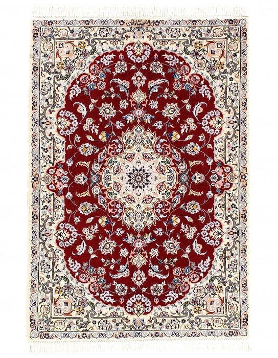 Fine Hand Knotted Persian Silk & wool Nain 2'11'' X 4'1'': Fine Hand Knotted Persian Silk & wool Nain 2'11'' X 4'1'' - New, Nain, Hand-Knotted, Wool & Silk, 300 -D11969- 862.This item is part of our fine auction collection which includes many fine home access