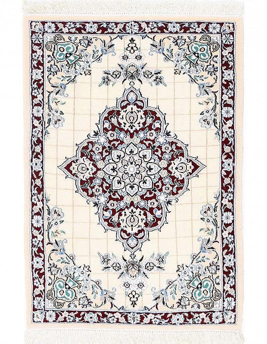 Ivory Fine Hand Knotted Persian Silk & wool Nain 2'5"X 3'3": Ivory Fine Hand Knotted Persian Silk & wool Nain 2'5"X 3'3" - NEW, Nain, Hand-Knotted, Wool & Silk, 300 -D13719- 862.This item is part of our fine auction collection which includes many fine home acce