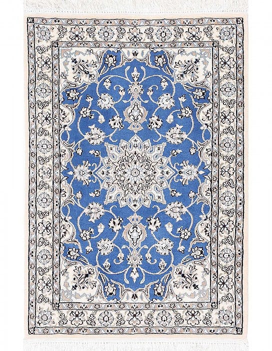 Blue Fine Hand Knotted Persian Silk & wool Nain 2'X 3': Blue Fine Hand Knotted Persian Silk & wool Nain 2'X 3' - NEW, Nain, Hand-Knotted, Wool & Silk, 300 -D13721- 862.This item is part of our fine auction collection which includes many fine home accessori