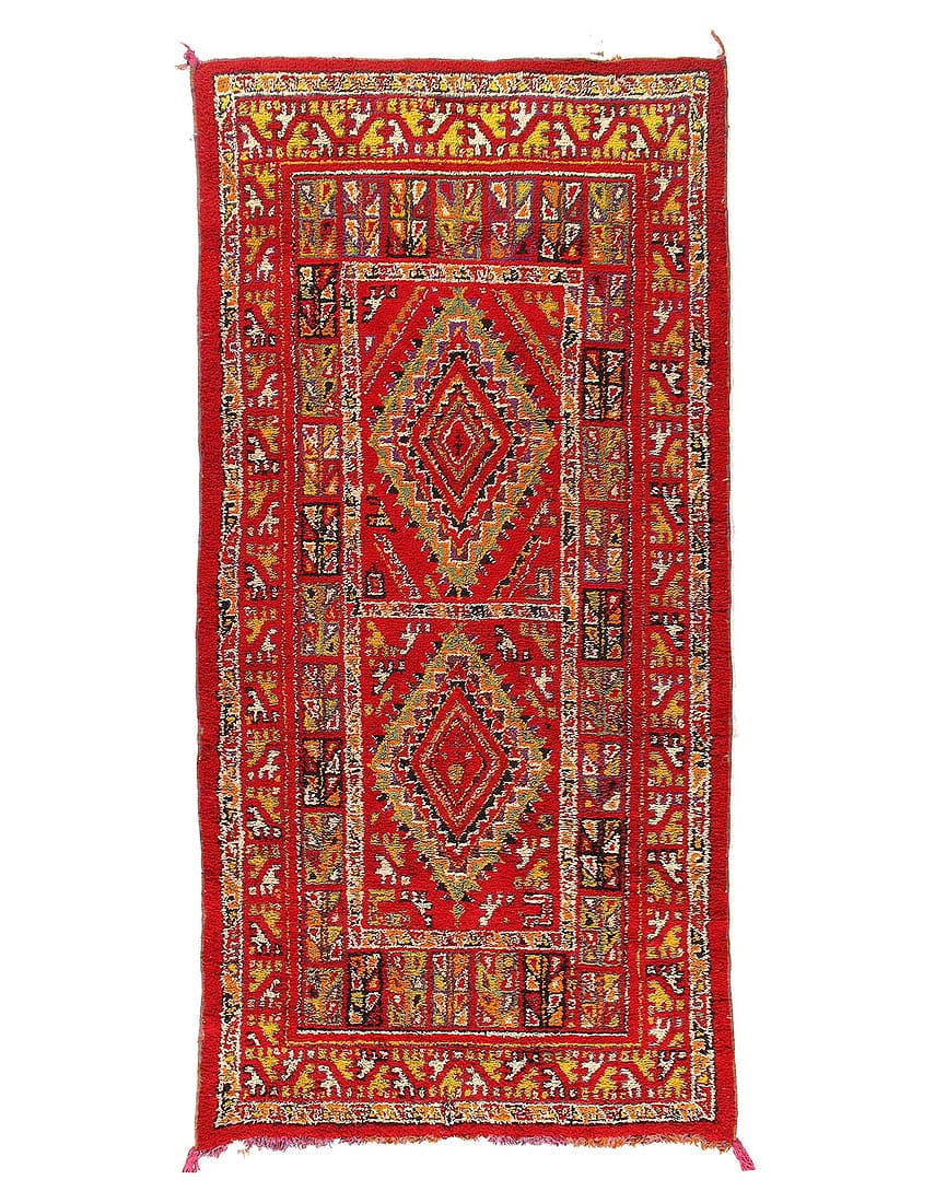 Fine Hand Knotted Antique Moroccan 5'9"X 12'4": Fine Hand Knotted Antique Moroccan 5'9"X 12'4" - CIRCA 1950, Moroccan, Hand-Knotted, Lamb's Wool, 300 -D15079- 862.This item is part of our fine auction collection which includes many fine home access