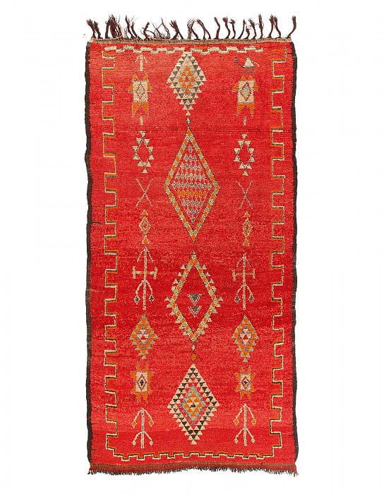 Fine Hand Knotted Antique Moroccan 4'11'' X 10': Fine Hand Knotted Antique Moroccan 4'11'' X 10' - Circa Date: Mid 20th Century, Moroccan, Hand-Knotted, Lamb's Wool, 300 -D11460- 862.This item is part of our fine auction collection which includes ma