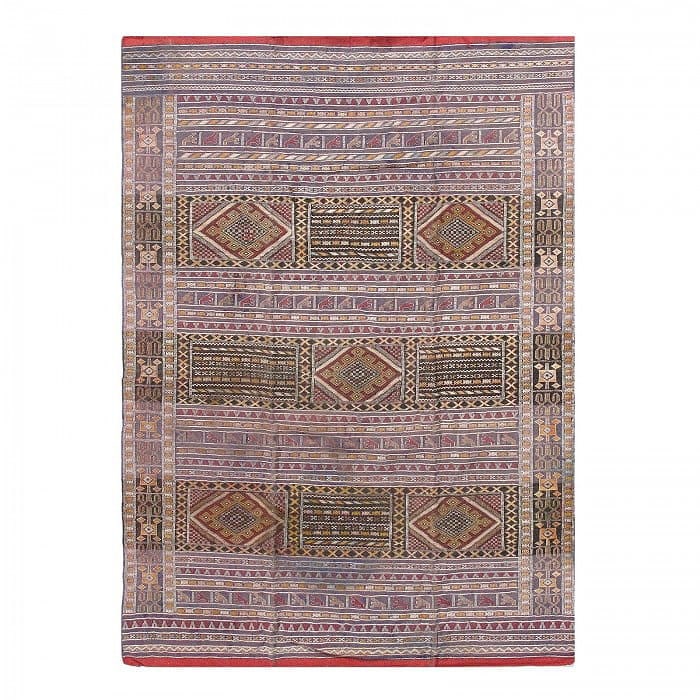 Moroccon Sumak Weave 6'8"x 9'5": Moroccon Sumak Weave 6'8"x 9'5" - circa 1960, Moroccan, Hand-Knotted, Lamb's Wool, 300 -D10388- 862.This item is part of our fine auction collection which includes many fine home accessories including
