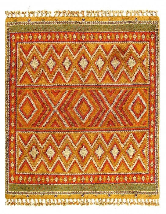 Multi Color Fine Hand Knotted Moroccon Rug 9'11'' X 11'7'': Multi Color Fine Hand Knotted Moroccon Rug 9'11'' X 11'7'' - Circa 1970, Moroccan, Hand-Knotted, Lamb's Wool, 300 -D11253- 862.This item is part of our fine auction collection which includes many fine