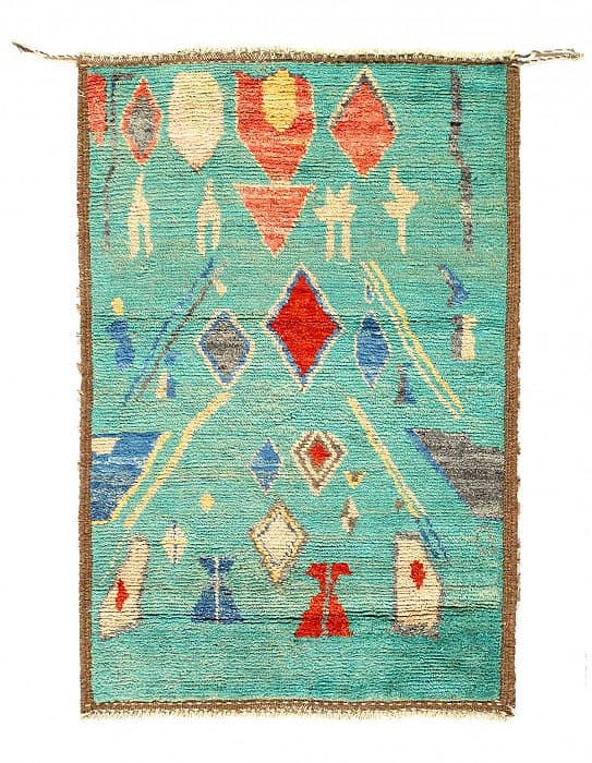 Light Blue Fine Hand knotted Moroccan Rug 3'3'' X 4'8'': Light Blue Fine Hand knotted Moroccan Rug 3'3'' X 4'8'' - New, Moroccan, Hand-Knotted, Lamb's Wool, 300 -D14414- 862.This item is part of our fine auction collection which includes many fine home acce