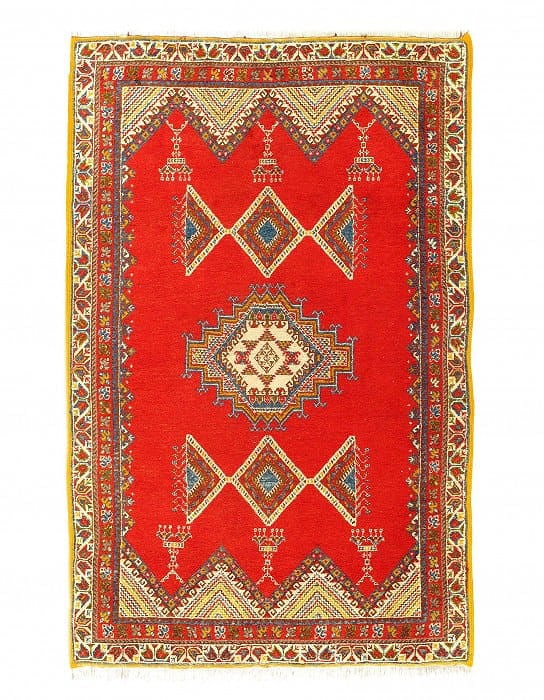 Fine Hand Knotted Vintage Moroccan Rug 5' X 8': Fine Hand Knotted Vintage Moroccan Rug 5' X 8' - 1970, Moroccan, Hand-Knotted, Lamb's Wool, 300 -D11636- 862.This item is part of our fine auction collection which includes many fine home accessories 