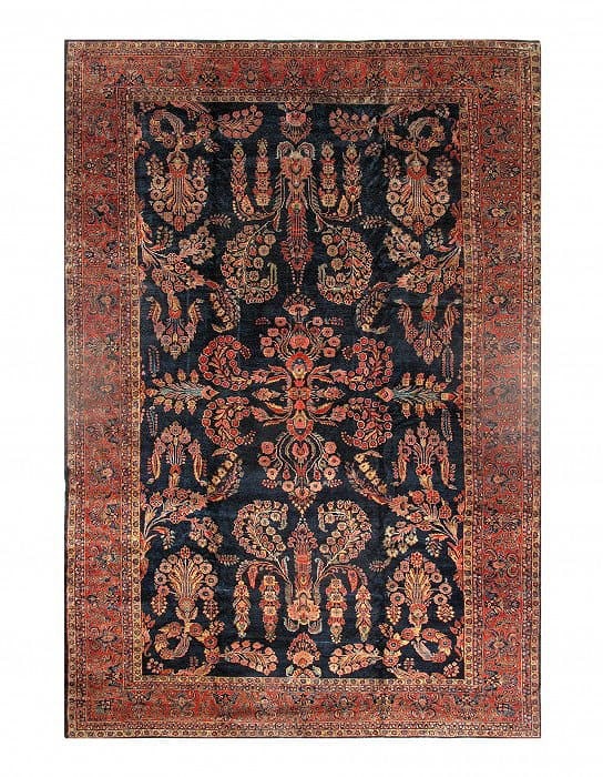 Navy Antique Mohajeran Sarouk 12' X 18'9": Navy Antique Mohajeran Sarouk 12' X 18'9" - circa 1900, Mohajeran Sarouk, Hand-Knotted, Lamb's Wool, 300 -D04152- 862.This item is part of our fine auction collection which includes many fine home acc