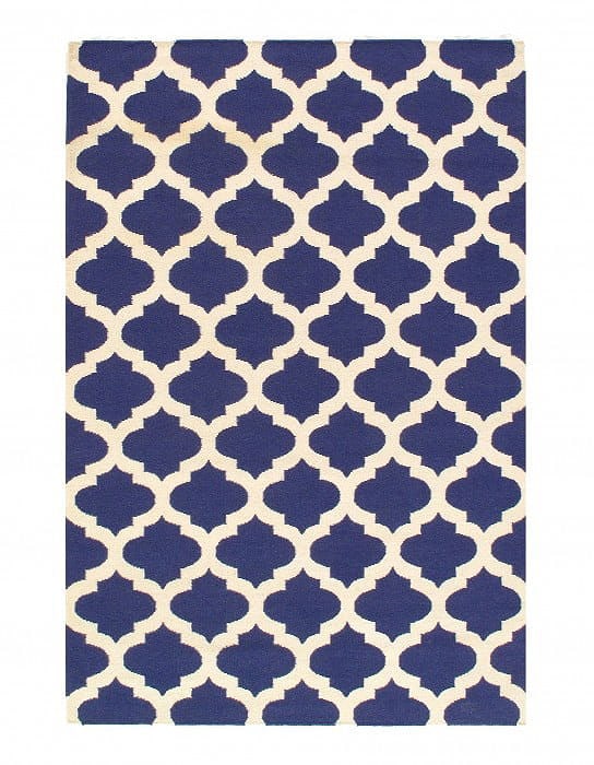 Navy Blue Modern Hand Knotted Rug 5' X 8': Navy Blue Modern Hand Knotted Rug 5' X 8' - New, Moghan, Flatweave, Lamb's Wool, 300 -D11012- 862.This item is part of our fine auction collection which includes many fine home accessories including a